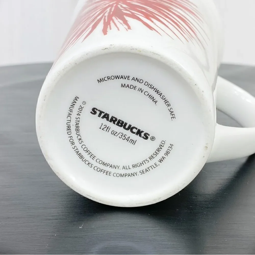Starbucks Starburst 2014 Holiday Mug White Red 12OZ‎